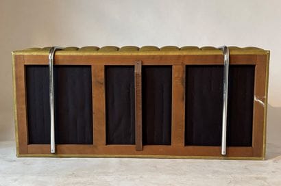 Three-seater green leather sofa, work of...