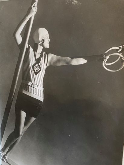 Modern school Gymnast with rings Black and...