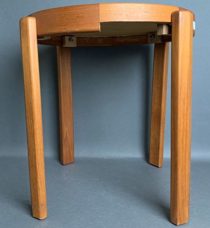 MOBELFABRIKKEN TOFTEN Teak stool, top inlaid...