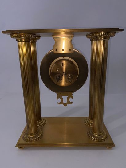 LANCEL Gold-varnished bronze portico clock,...