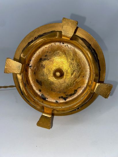 Gilt bronze and brown patina bronze candlestick,...