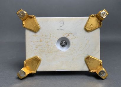 Louis XVI style white marble and bronze lyre...
