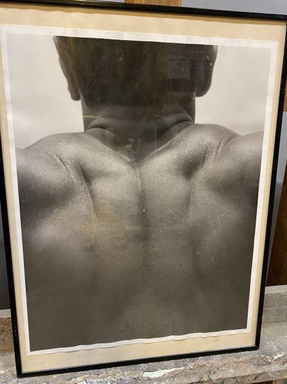 Modern school Male back Black and white photograph...