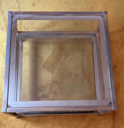 Square chrome-plated metal coffee table with...