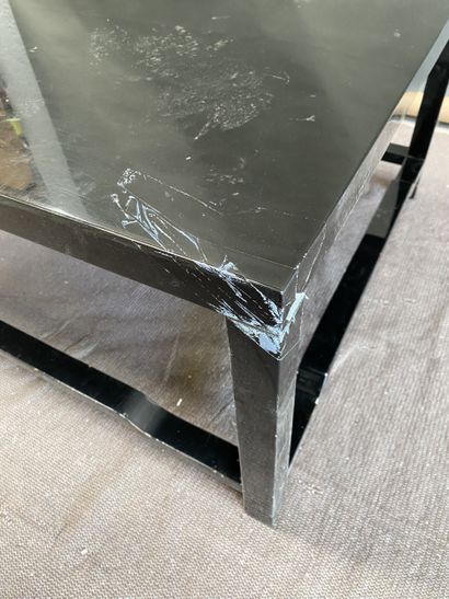 Coffee table in black lacquered wood, straight...
