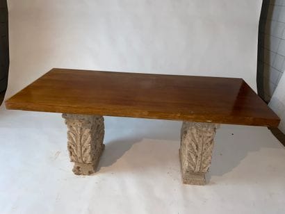 Console table with reconstituted stone base...