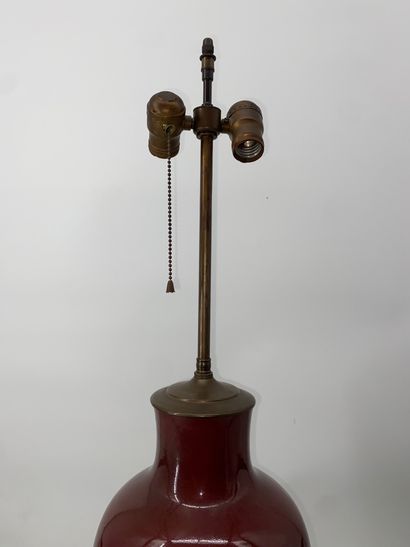 Porcelain baluster vase with oxblood glaze,...