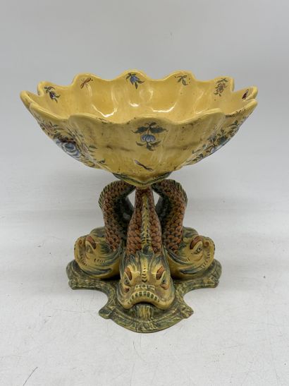 Earthenware display bowl with polychrome...