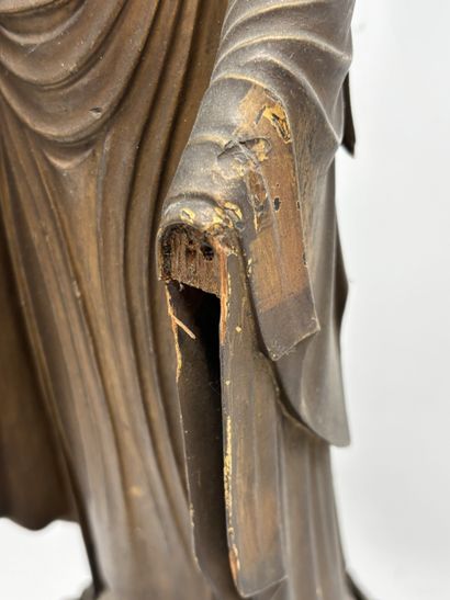 Gilded wood Amida Nyorai Buddha standing...