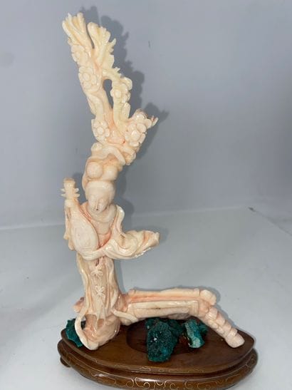 CHINA Coral set, including: - A small orange-red...