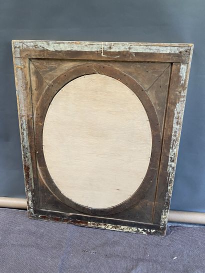 Rectangular mirror in stripped wood, Louis...