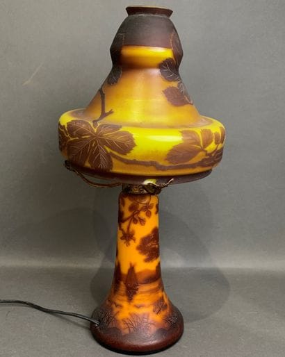 J MICHEL, Paris Acid-etched glass vase of...