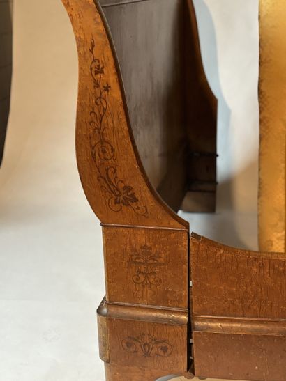 Bedroom furniture in light-stained wood,...