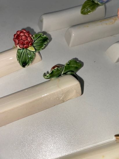 Suite of two sets of 6 ceramic knife-holders...
