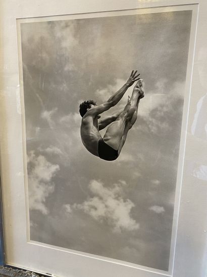 Modern school Diver's jump Black and white...