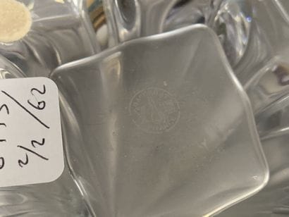 BACCARAT Two crystal soliflor vases, marked...