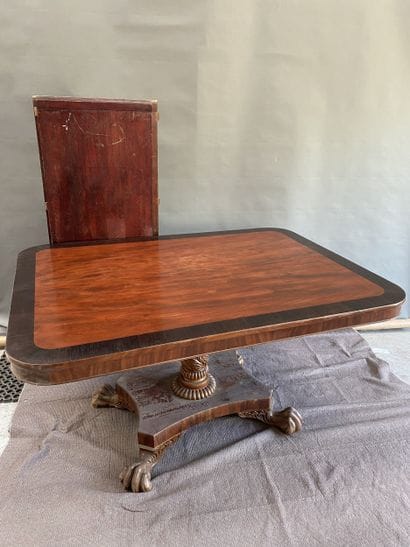 Rectangular mahogany veneered table with...