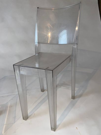 Plexiglass television table, mounted on castors....