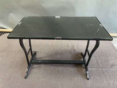 Rectangular side table in black lacquered...