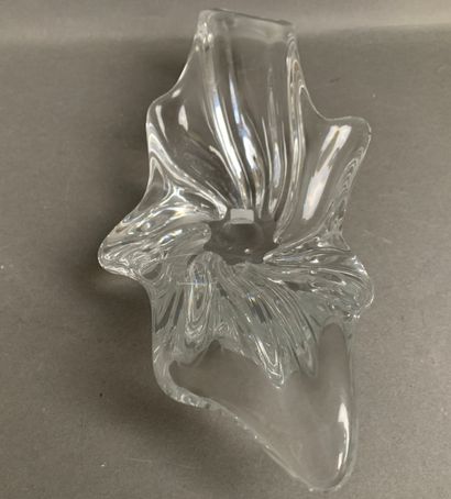 BACCARAT Drawn crystal vide-poche, marked...