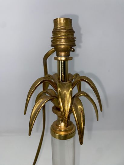 Palm tree lamp in lacquered brass and Plexiglas,...