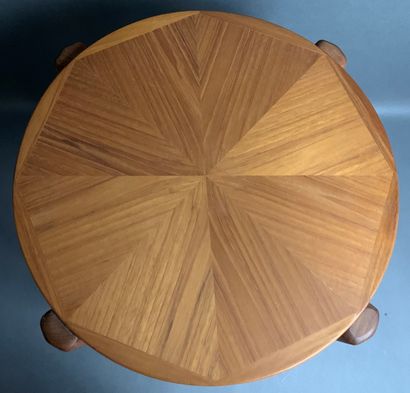 MOBELFABRIKKEN TOFTEN Teak stool, top inlaid...