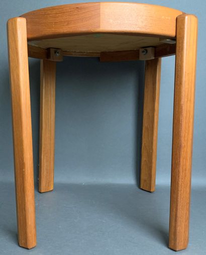 MOBELFABRIKKEN TOFTEN Teak stool, top inlaid...