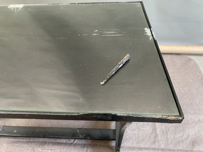 Rectangular side table in black lacquered...