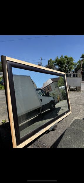 Large rectangular mirror, fir-wood frame....