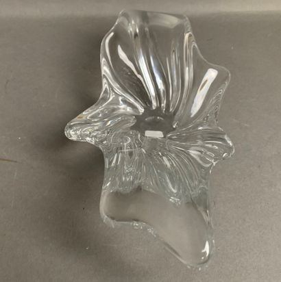 BACCARAT Drawn crystal vide-poche, marked...