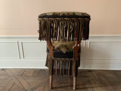 Chaise ponteuse en bois naturel garnie d'une...