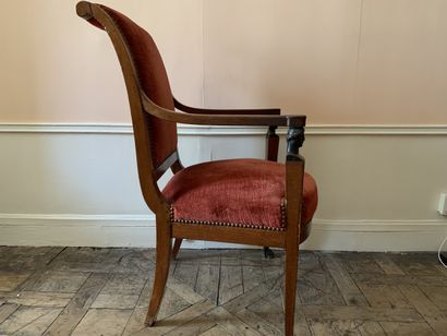 Fauteuil à dossier retourné en bois naturel...