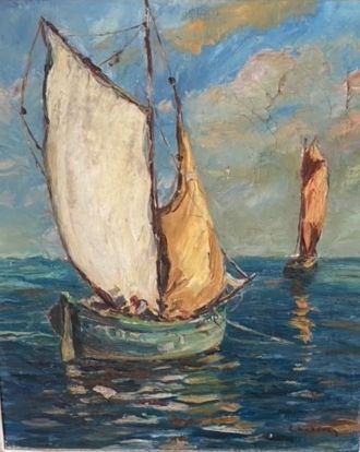 Ecole du XXe siècle 
Bateaux de pêcheurs
Huile...