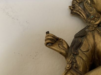 Divinité bouddhiste assise sur un buffle...