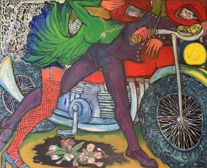 Ecole contemporaine
Couple sur la moto
Huile...