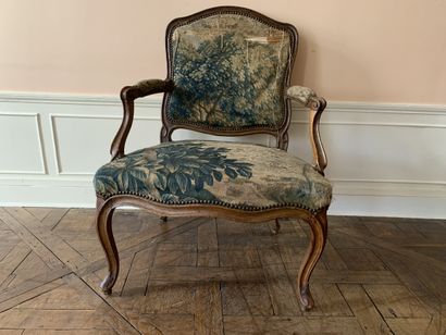 Fauteuil à dossier droit en bois naturel,...
