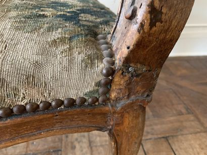 Fauteuil à dossier droit en bois naturel,...