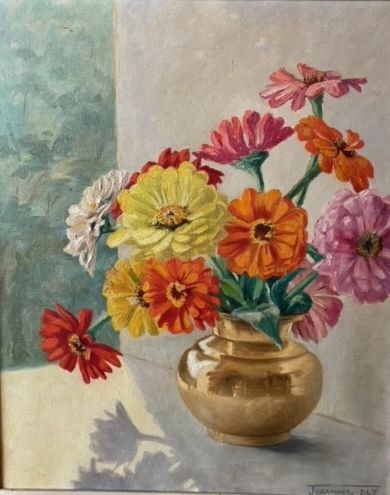 DLT JEARMER
Bouquet de fleurs dans un vase
Huile...