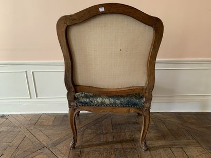 Fauteuil à dossier droit en bois naturel,...