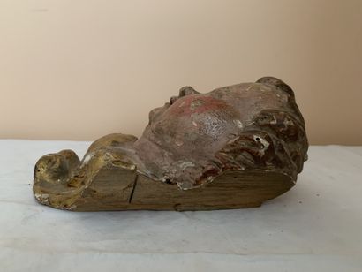 Sculpture en bois repeint et redoré représentant...