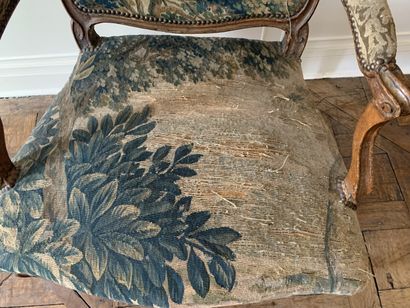 Fauteuil à dossier droit en bois naturel,...