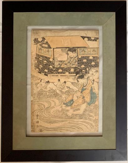 Utagawa TOYOKUNI d'après
Courtisane traversant...