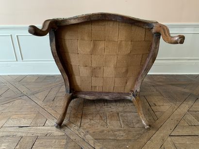Fauteuil à dossier droit en bois naturel,...
