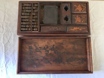 Coffret d'écolier en bois naturel, Chine...