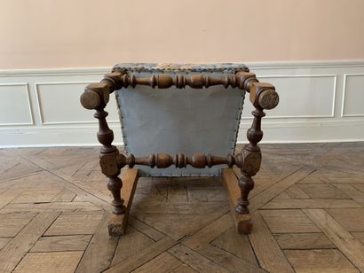 Chaise à haut dossier en bois naturel garnie...
