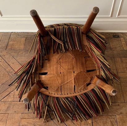 Chaise ponteuse en bois naturel garnie d'une...