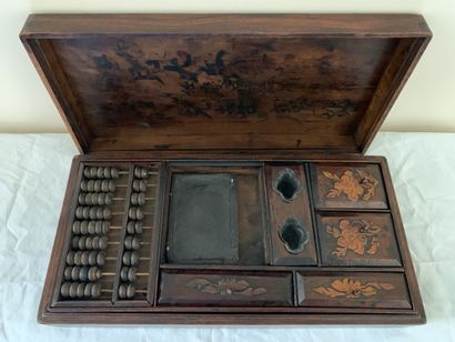 Coffret d'écolier en bois naturel, Chine...