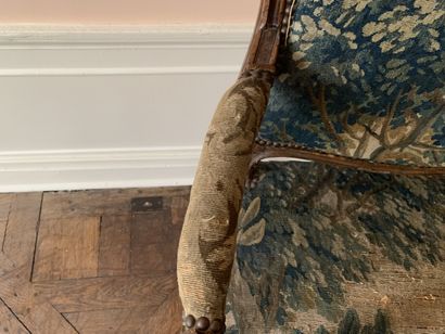 Fauteuil à dossier droit en bois naturel,...