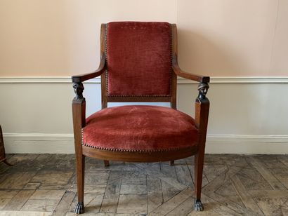 Fauteuil à dossier retourné en bois naturel...