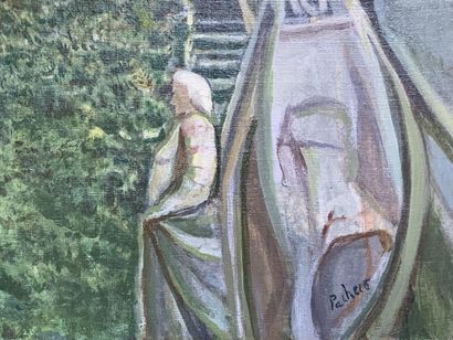 Joachim PACHECO (1934-)
Statues dans un jardin
Huile...